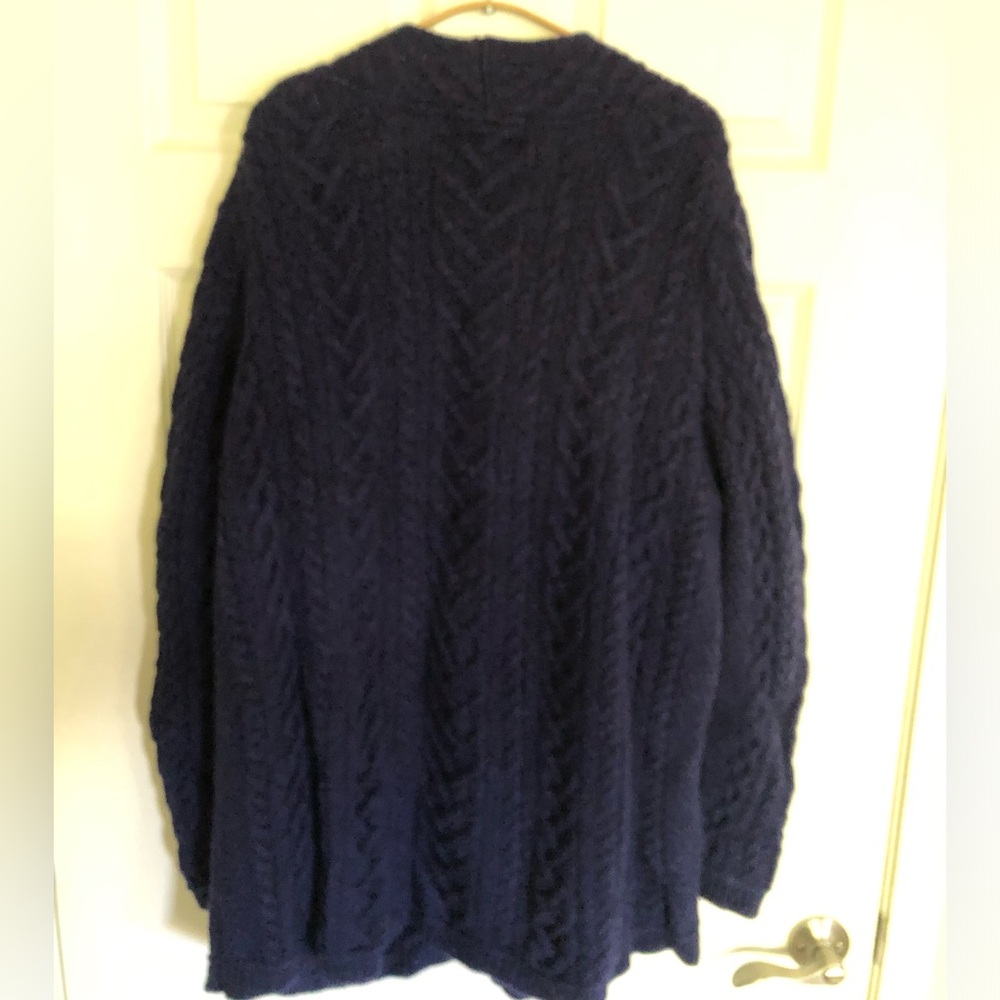 AranCrafts Navy Knit Wool Cardigan - Picture 8 of 9